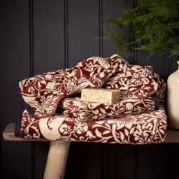 Morris & Co Strawberry Thief Hand Towel, Dark Red