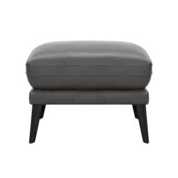 Casa Austin Leather Footstool, Charcoal - thumbnail 1