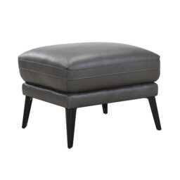 Casa Austin Leather Footstool, Charcoal - thumbnail 2
