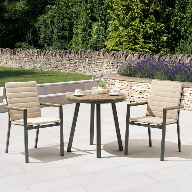 Bramblecrest Zurich Aluminium Garden Bistro Set, 2 Seater, Anthracite/Linen - image 1