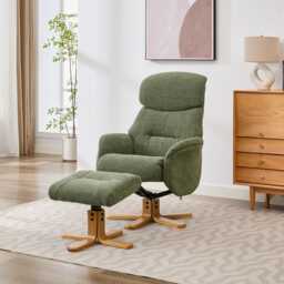 Casa Eddie Fabric Recliner Swivel Chair & Stool, Kellygreen