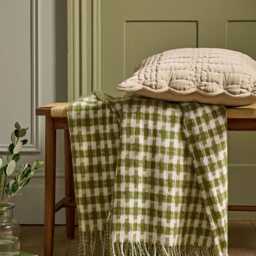 Laura Ashley Knapton Throw, 130cm x 170cm, Olive Green - thumbnail 1