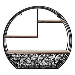 Atmosphera Round Wired Wall Shelf, Black - thumbnail 1