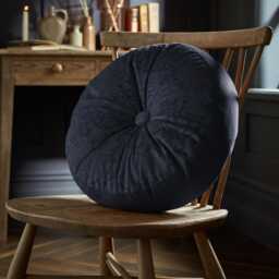 William Morris At Home Strawberry Thief Embossed Circular Cushion, 38cm, Prussia