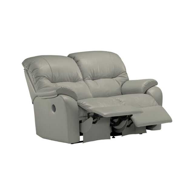 G Plan Mistral Small 2 Seater Double Manual Recliner Leather Sofa, Husk Alabaster - image 1