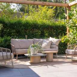 4 Seasons Outdoor Puglia Aluminium Garden Sofa Set, 4 Seater, Warm Latte