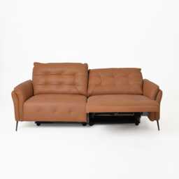 Italia Living Bolzano Large Double Power Recliner Leather Sofa, Brown - thumbnail 3