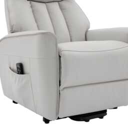 Casa Bali Leather Dual Motor Riser Recliner Armchair, Sandy - thumbnail 4