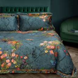 Timorous Beasties Bloomsbury Garden Duvet Set, King, Teal - thumbnail 1