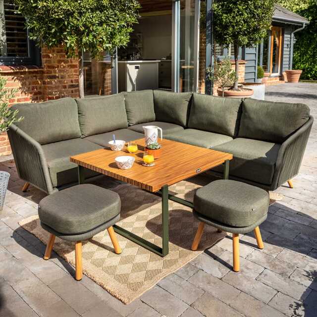 Hartman Eden Aluminium Garden Corner Sofa Set, Square, 7 Seater, Green - image 1