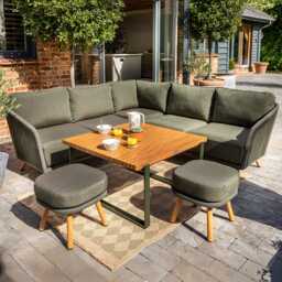 Hartman Eden Aluminium Garden Corner Sofa Set, Square, 7 Seater, Green - thumbnail 1