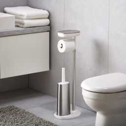 Joseph Joseph EasyStore Plus Toilet Roll Holder with Flex Toilet Brush, Stainless Steel