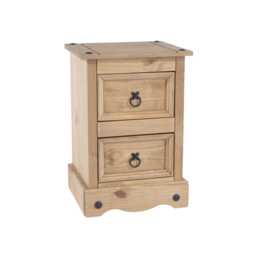Casa Connor 2 Drawer Petite Bedside Cabinet, Pine
