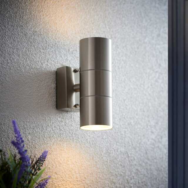 Endon Canon PIR Outdoor 2 Wall Light, Stainless Steel - image 1