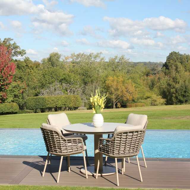 4 Seasons Outdoor Puglia Aluminium Garden Dining Set, 4 Seater, Warm Latte - image 1