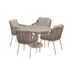 4 Seasons Outdoor Puglia Aluminium Garden Dining Set, 4 Seater, Warm Latte - thumbnail 2