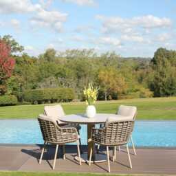 4 Seasons Outdoor Puglia Aluminium Garden Dining Set, 4 Seater, Warm Latte
