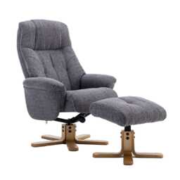 Casa Trento Swivel Recliner Chair & Footstool, Lisbon Grey Fabric