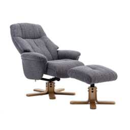 Casa Trento Swivel Recliner Chair & Footstool, Lisbon Grey Fabric - thumbnail 2