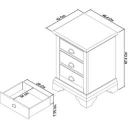 Casa Bampton 3 Drawer Bedside Cabinet - thumbnail 2