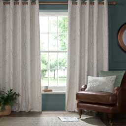 Laura Ashley Pussy Willow Lined Eyelet Curtains, 223 X 228cm, Truffle Natural