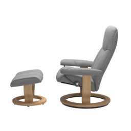Stressless Consul Large Leather Recliner Chair & Footstool, Batick Wild Dove - thumbnail 3
