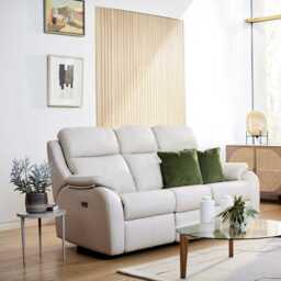 G Plan Kingsbury 2 Seater Power Fabric Recliner Sofa, Shore Oatmeal