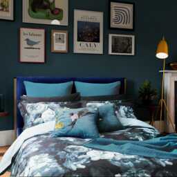 Ted Baker Painted Blooms Duvet Set, Double, Teal & Black - thumbnail 2