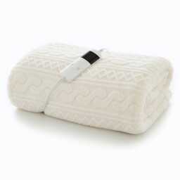 Deyongs Cable Sherpa Heated Throw, Cream - thumbnail 2