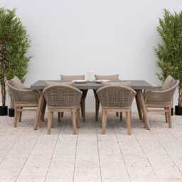 Nova Summer Wooden Garden Dining Set, Rectangular, 6 Seater, Greige