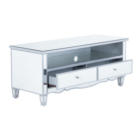 Silver Mirrored Glass TV Unit With 2 Drawers - Paris - Lifestyle Furniture - thumbnail 3