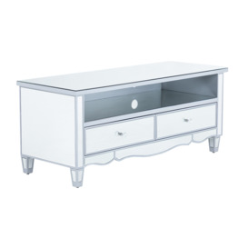 Silver Mirrored Glass TV Unit With 2 Drawers - Paris - Lifestyle Furniture - thumbnail 2