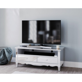 Silver Mirrored Glass TV Unit With 2 Drawers - Paris - Lifestyle Furniture - thumbnail 1