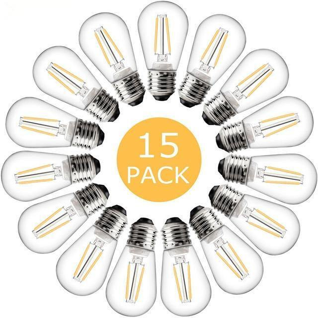 15 Pack Spare LED "Warm White" Bulbs - IP65 Heavy Duty String Lights