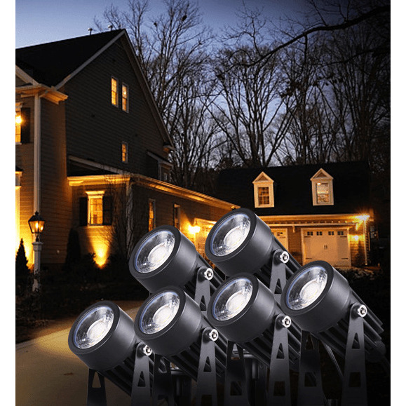 6 in 1 LED Garden Spike Spotlights Plug-in Outdoor Spot Lights