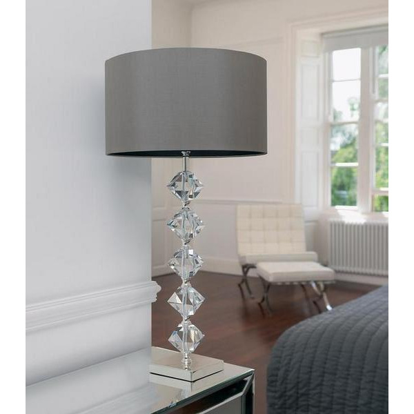 Endon VERDONE Crystal Table Lamp In Silver Plate WIth Shade