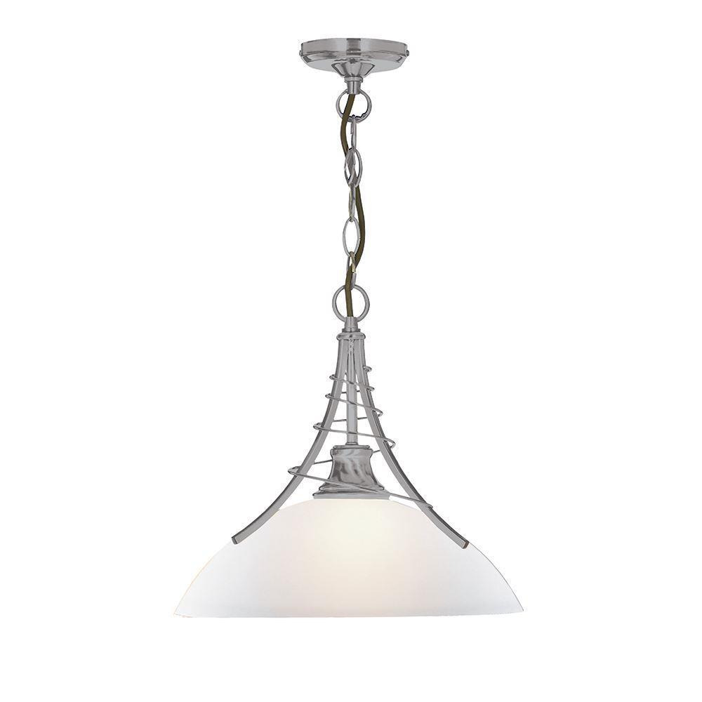 Searchlight 5224SS Linea Modern Ceiling Pendant Light in Satin Silver with Glass Shade