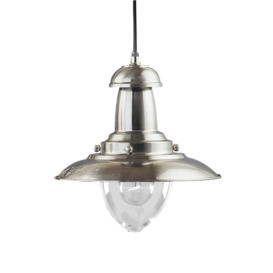 Searchlight 4301SS Large Fisherman Ceiling Pendant In Satin Silver