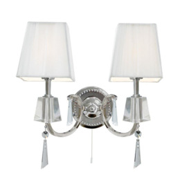 Searchlight 6882-2CC Portico Double Chrome And Crystal Wall Light