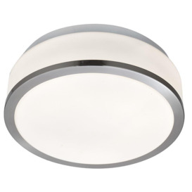 Searchlight 7039-23SS Bathroom Flush Modern Satin Silver Light with Opal Glass