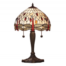 Interiors 1900 64086 Dragonfly Beige Small Table Lamp In Bronze With Shade.  Product code: 64086