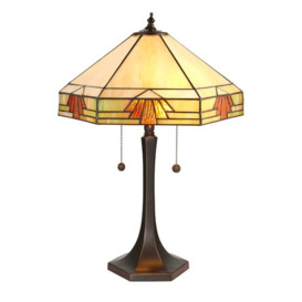 Interiors 1900 64286 Nevada Tiffany Large 2 Light Table Lamp In Natural Shades