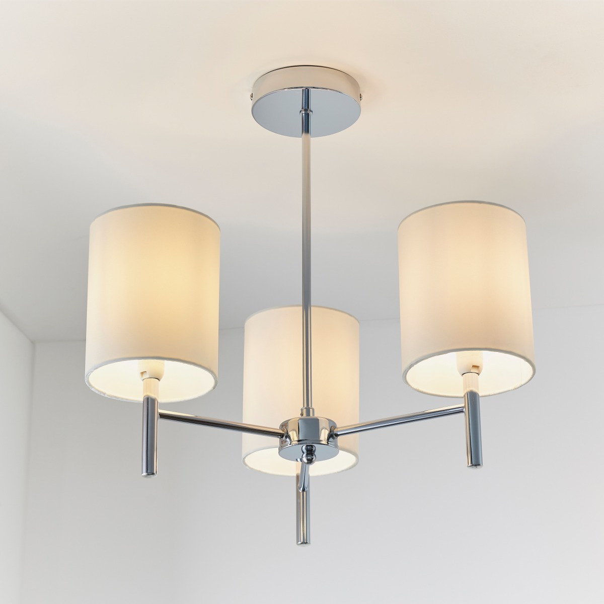 Endon BRIO-3CH 3 Light Semi Flush Ceiling Light With Cream Shades