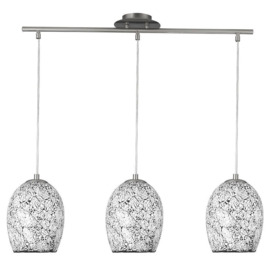 Searchlight 8069-3WH Crackle 3 Light White Mosaic Glass Pendant