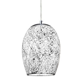 Searchlight 8069WH Crackle 1 Light White Mosaic Glass Pendant