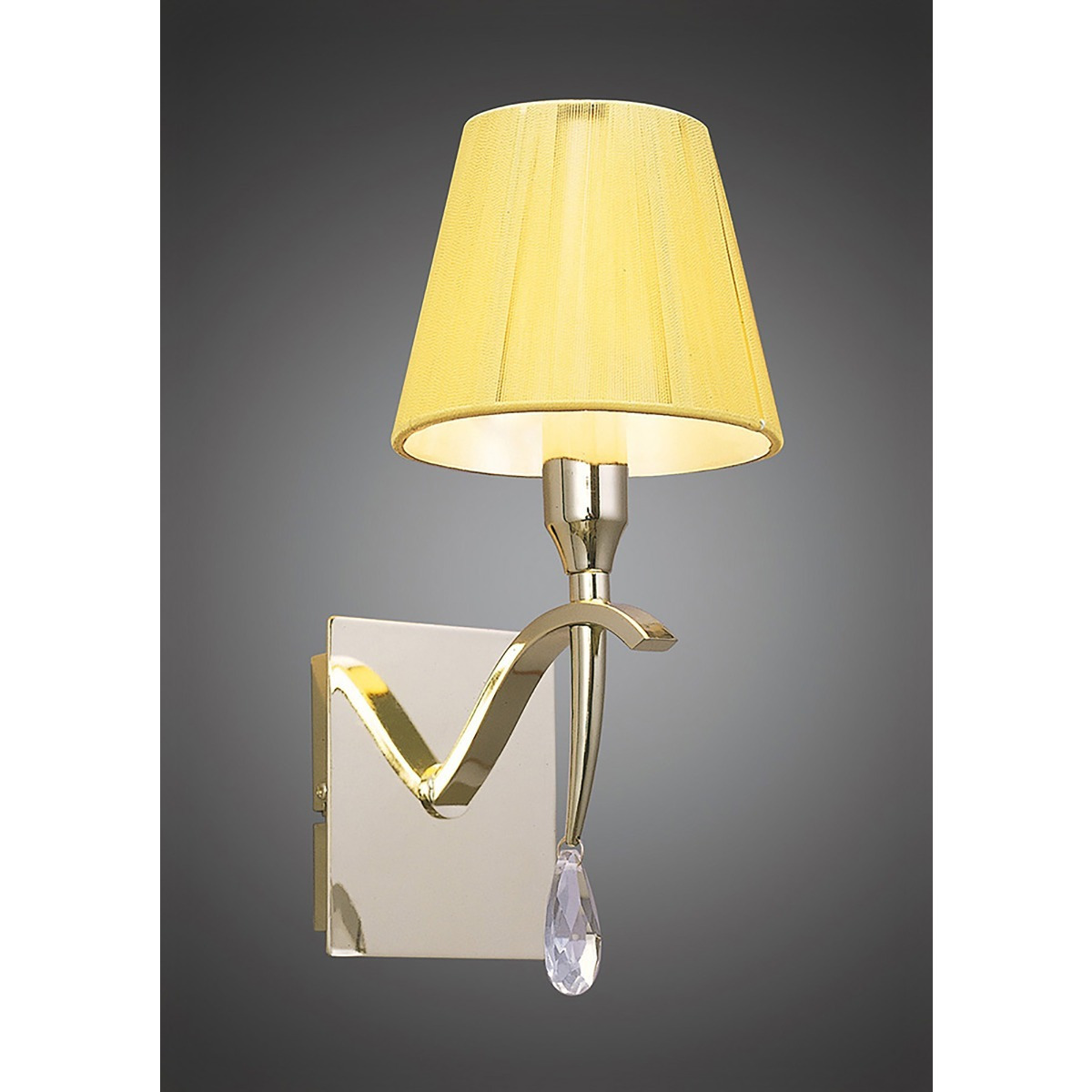 M0347PB/S Siena Polished Brass 1 Lt Switched Wall Lamp With Shades