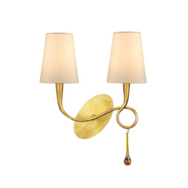 M0547 Paola 2 Light Gold Wall Lamp With Cream Shades