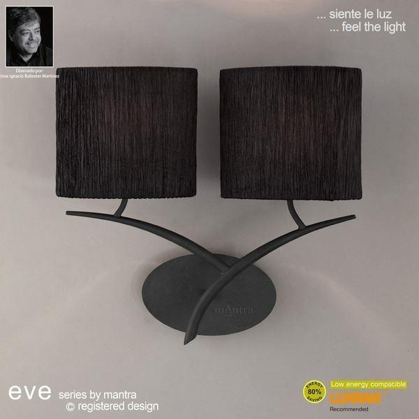 M1155BS Eve 2 Light Anthracite Wall Lamp With Black Shades