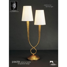 M0546 Paola 2 Light Gold Table Lamp With Cream Shades