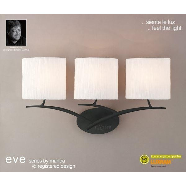 M1156/S Eve 3 Lt Anthracite Switched Wall Lamp With Ivory Shades